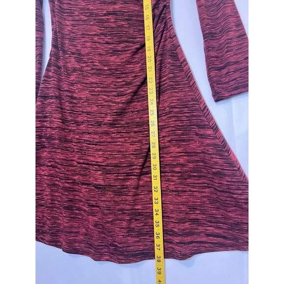 Prana Women Dress Medium Size Burgundy V-Neck Wrap Style Stretch Long Sleeves - Picture 7 of 10